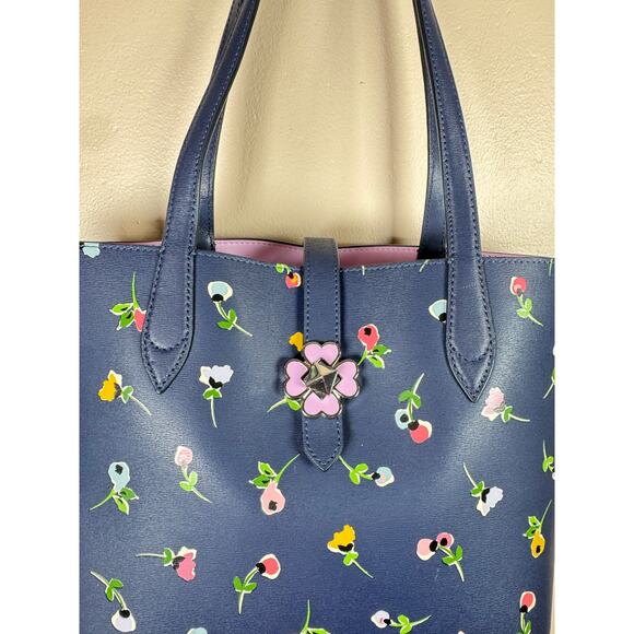 Kate Spade Purse Tote Kaci Wildflower Ditsy Small Tote, Blue Multi Preppy - Picture 2 of 14